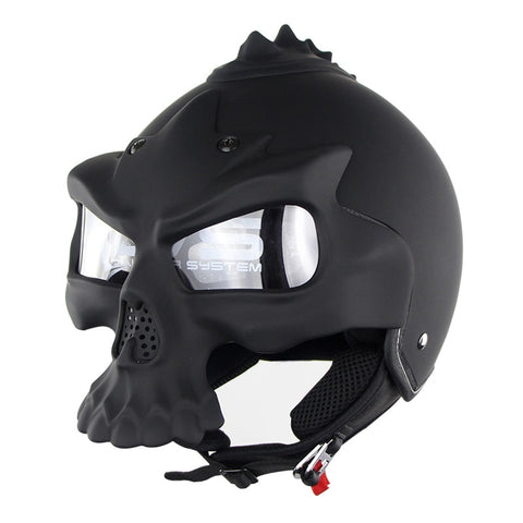 NEW Motorcycle Retro Skull Helmet Double Lens