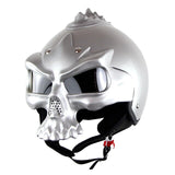 NEW Motorcycle Retro Skull Helmet Double Lens