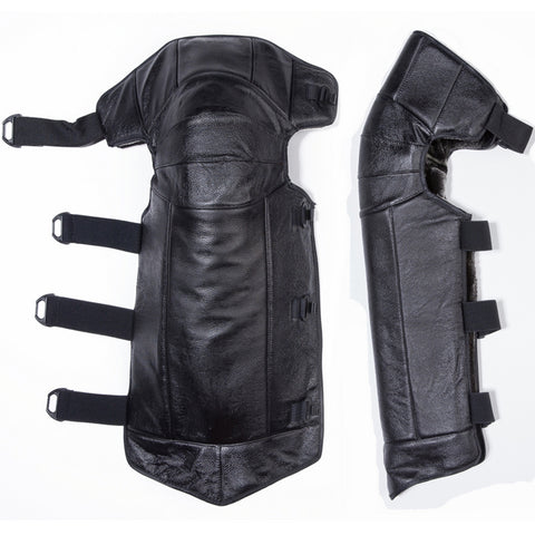 Motorcycle long full Calf COW Leather kneepads